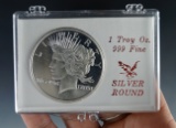 1 Troy Ounce 999 Fine Silver Peace Dollar Design BU in Holder