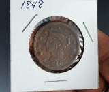 1848 Large Cent XF Details Environmental Damage