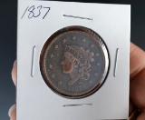 1837 US Large Cent F Details Cleaned