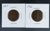 1864 and 1866 2 Cent Pieces VG-F