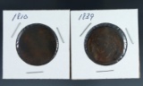 1810 Poor and 1839 VG Details Large Cents