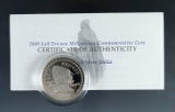 2000-P Leif Ericson Proof Commemorative Silver Dollar in Original Box with COA