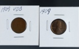 1909 VDB XF and 1909 AU Lincoln Wheat Cents