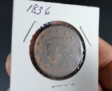 1836 Large Cent VF Details Environmental Damage Cleaned