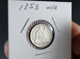 1853 With Arrows Seated Liberty Dime XF Details Cleaned