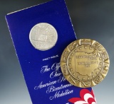 Large 1953 Bronze Ohio Sesquicentennial and 1974 Silver Ohio U.S. Bicentennial Medals