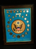 Twentieth Century Type Set 26 Different Coins Cents-Dollars in Nice Frame