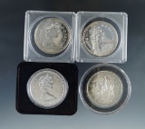 4 Canadian 50% Silver Commemorative Dollars 1971 2-1973 and 1974 in Original Boxes