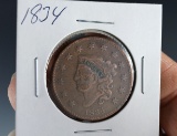 1834 US Large Cent VF Details Cleaned