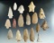 Group of 17 assorted Florida/Georgia arrowheads, largest is 3