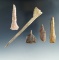 Group of bone in Flint perforating tools from the Plains region, largest is a 5 1/8