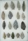 Set of 17 assorted arrowheads found near the border of Pennsylvania and Delaware.