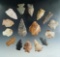 Set of 16 assorted Missouri arrowheads, largest is 2 15/16