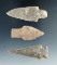Nice set of three Texas arrowheads, largest is 2 11/16