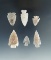Set of six highly translucent assorted arrowheads - Weld and Yuma counties, Colorado.