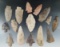 Set of 15 assorted arrowheads and knives, largest is 3 1/2