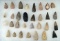 Set of 31 assorted Texas arrowheads, largest is 1 and 3/4
