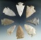 Large group of eight assorted flint knives found in the Kentucky/Indiana area.