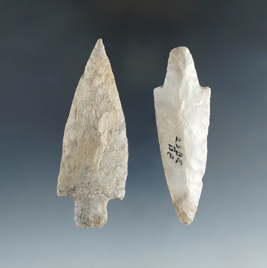 Pair of Adena point found in Kentucky, largest is 3 1/16".