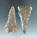 Pair of Russell Cave points found in Kentucky, largest is 2 3/8