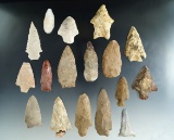Group of 17 assorted Florida/Georgia arrowheads, largest is 3