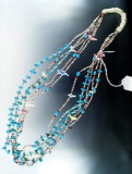 Very attractive multiple strand Zuni fetish necklace with birds and turquoise beads.