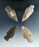 Set of four Adena points found in Indiana in Kentucky, largest is 2 1/2