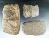 Set of three stone tools including two damaged axes and a 4 3/4