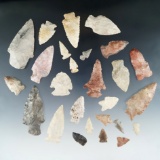 Group of 26 assorted arrowheads, largest is 2 1/2