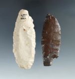 Pair of Ohio Paleo Lances, largest is 3 5/16