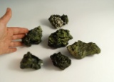 Set of 6 Epidote crystals from Mexico, largest is around 3 1/2