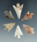 Set of 6 nice gempoints found in 1952 by Kaye Don Bruce, Benton Co., Washington, largest is 1