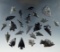 Large group of 23 assorted Obsidian arrowheads found in Oregon, largest is 1 3/8