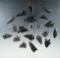 Group of 20 assorted Obsidian arrowheads found in Nevada, largest is 1 1/2