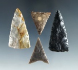 Set of 4 Columbia River Triangle Points, largest is 1 11/16