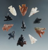 Set of 12 gempoints found in Quinton, Oregon by Kaye Don Bruce, largest is 7/8