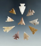 Group of 10 assorted gempoints found in various locations, largest is 7/8