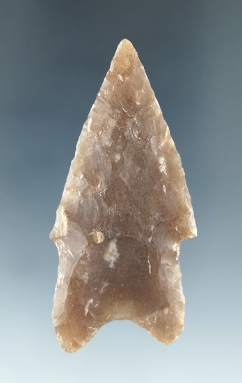 2 5/16" well styled and nicely flaked Pedernales point -semi translucent Root Beer Flint - Texas.