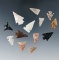 Set of 13 assorted arrowheads found in the southwestern U. S. Largest is 1