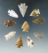Set of 10 Colorado arrowheads in nice condition, largest is 1 1/16
