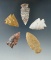 Set of five High Plains arrowheads, largest is 1 3/4