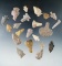 Set of 21 assorted arrowheads and Drills found in Wyoming, several have damage. .