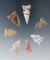 Set of seven sidenotch arrowheads from the plains area, largest is/4
