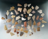 Large group of approximately 60 assorted broken or damaged arrowheads found in Colorado.