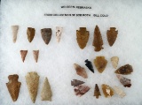 Group of 23 assorted arrowheads found in Western Nebraska and Gill Co. Colorado.