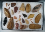 Group of assorted artifacts found in Kansas and Colorado, largest is 3 9/16