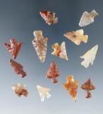 Set of 13 assorted Columbia River Gempoints, largest is 7/8