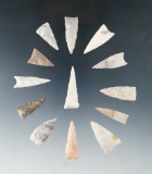 Set of 13 assorted Triangle points found in Texas, a few are finely made and a couple are Alibates.