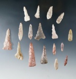 Group of 17 assorted Flint Drills found in the Midwestern U. S. Largest is 1 3/4