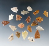 Set of 20 assorted arrowheads found in the Western U. S. Largest is 7/8